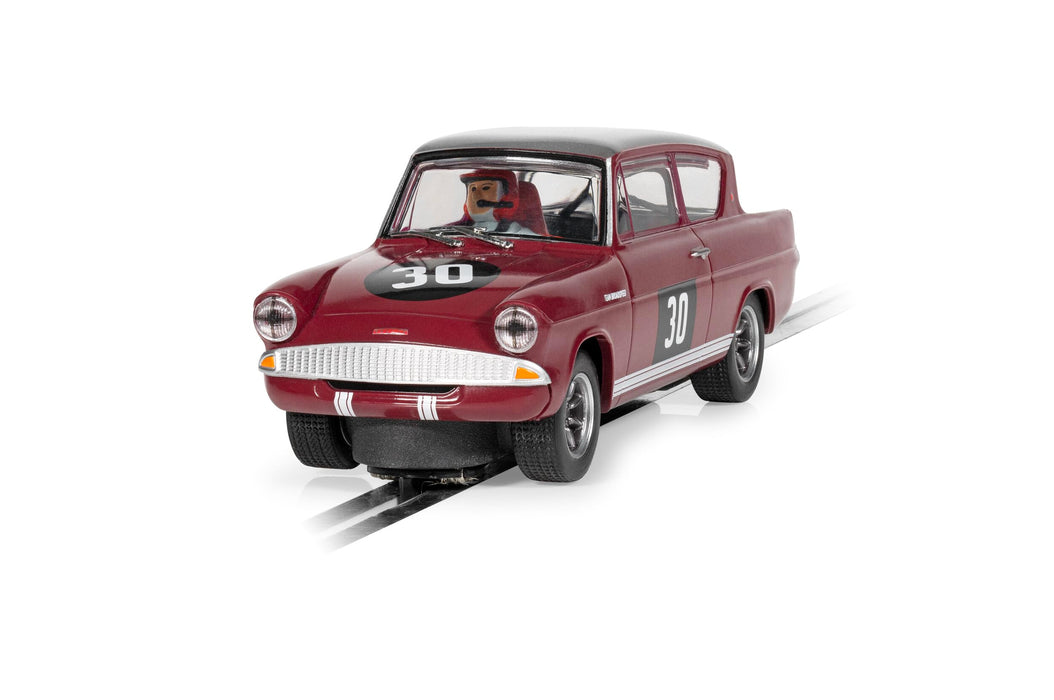 Scalextric C4546 Ford Anglia 105E-Broadspeed Slot-Cars, Maroon