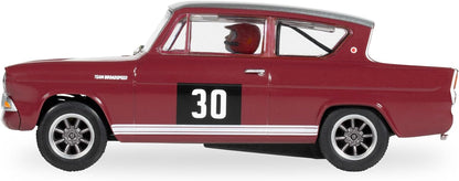 Scalextric C4546 Ford Anglia 105E-Broadspeed Slot-Cars, Maroon