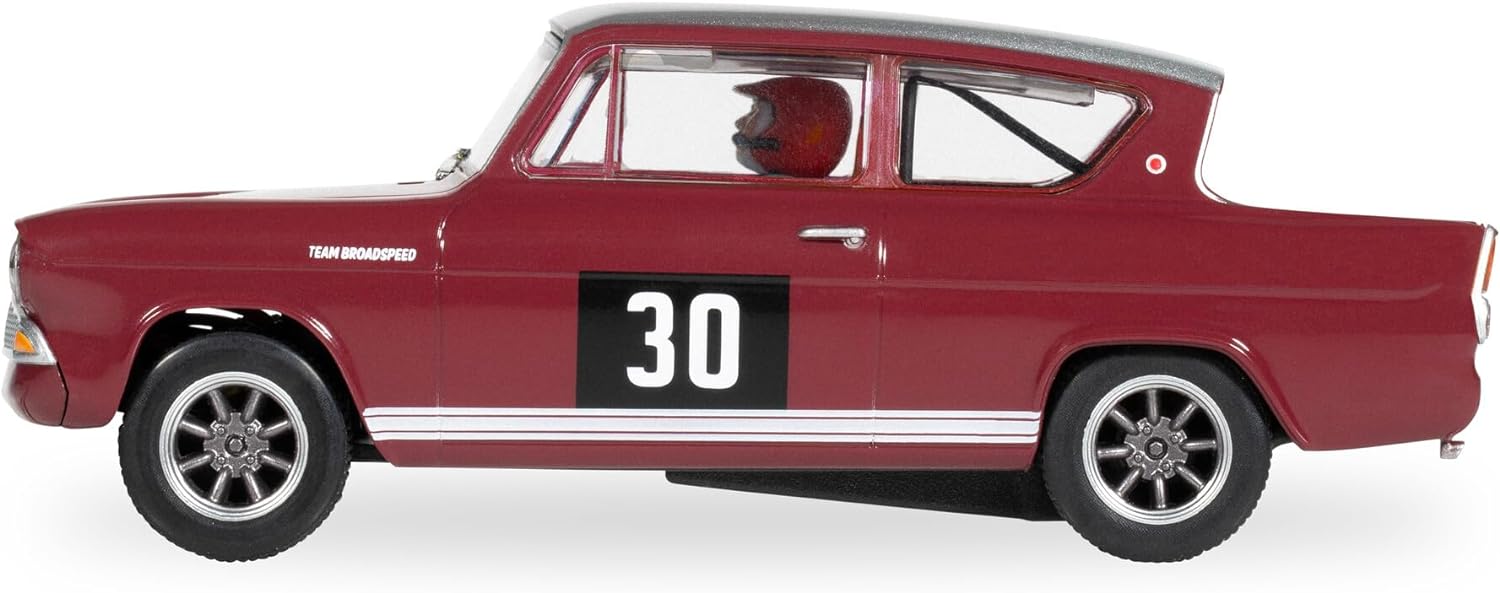 Scalextric C4546 Ford Anglia 105E-Broadspeed Slot-Cars, Maroon