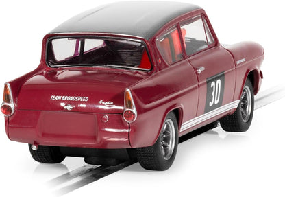 Scalextric C4546 Ford Anglia 105E-Broadspeed Slot-Cars, Maroon
