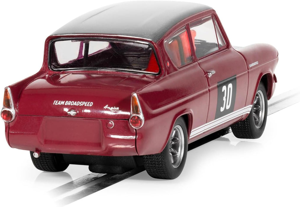 Scalextric C4546 Ford Anglia 105E-Broadspeed Slot-Cars, Maroon