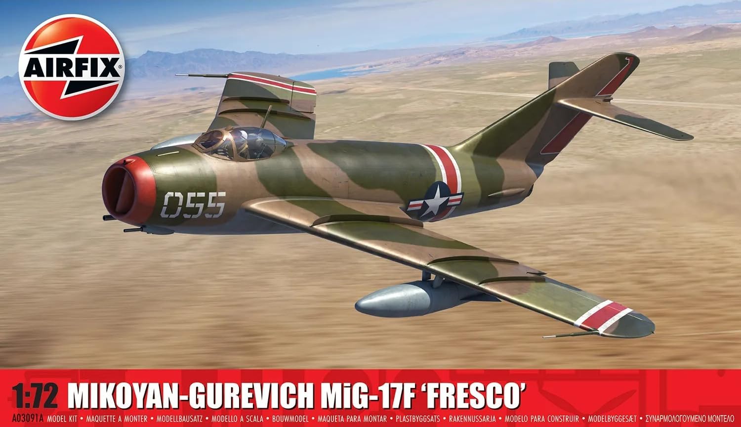 Airfix Standaard modelset - A03091A Mikoyan-Gurevich MiG-17F 'Fresco' modelbouwpakket - plastic modelvliegtuigkits voor volwassenen en kinderen 8+, set inclusief sparren en stickers - schaalmodel 1:72