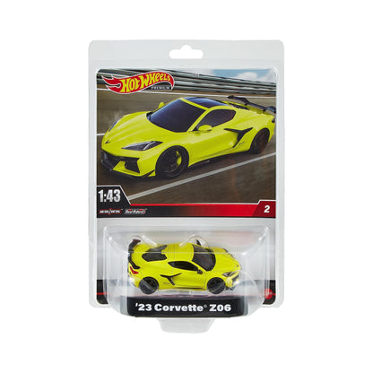Hot Wheels Premium 1:43rd Scale Vehicle, Officially Licensed Replicas for Adult Collectors, Real Riders Tires, Metal/Metal Body and Chassis, HMD48 23 Corvette Z06