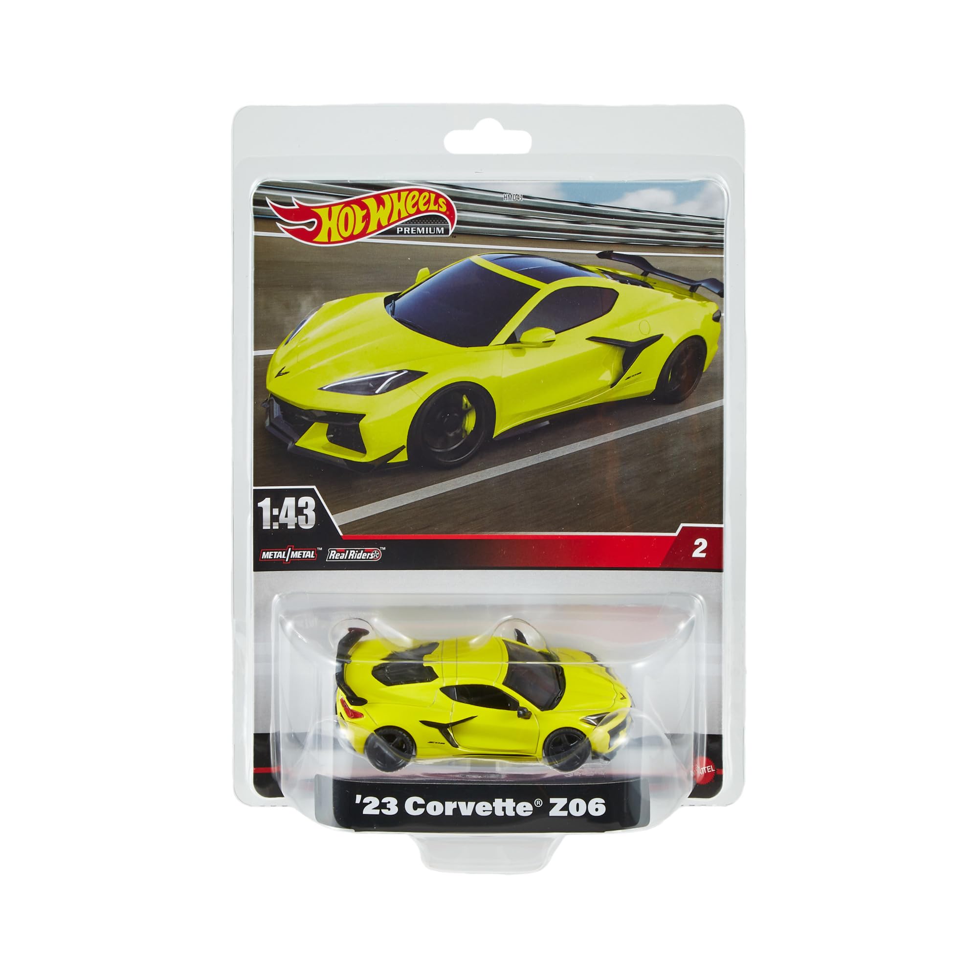 Hot Wheels Premium 1:43rd Scale Vehicle, Officially Licensed Replicas for Adult Collectors, Real Riders Tires, Metal/Metal Body and Chassis, HMD48 23 Corvette Z06
