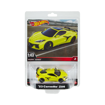 Hot Wheels Premium 1:43rd Scale Vehicle, Officially Licensed Replicas for Adult Collectors, Real Riders Tires, Metal/Metal Body and Chassis, HMD48 23 Corvette Z06
