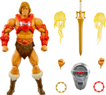 Masters of the Universe MOTU Figura de acción He-Man con puño de trueno para coleccionistas con accesorios, colección Masterverse, juguete +6 años (HYC56