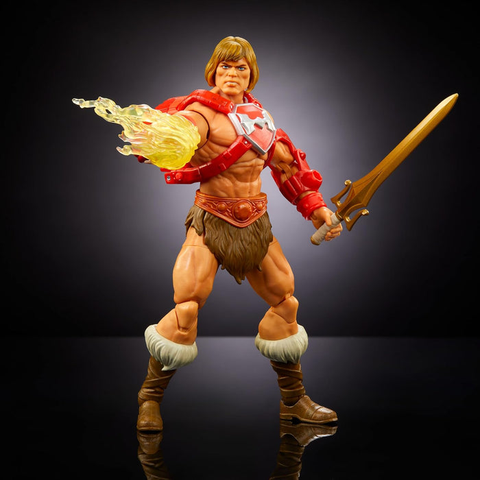 Masters of the Universe MOTU Figura de acción He-Man con puño de trueno para coleccionistas con accesorios, colección Masterverse, juguete +6 años (HYC56