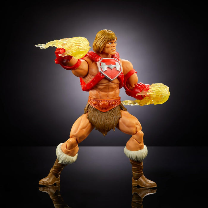 Masters of the Universe MOTU Figura de acción He-Man con puño de trueno para coleccionistas con accesorios, colección Masterverse, juguete +6 años (HYC56