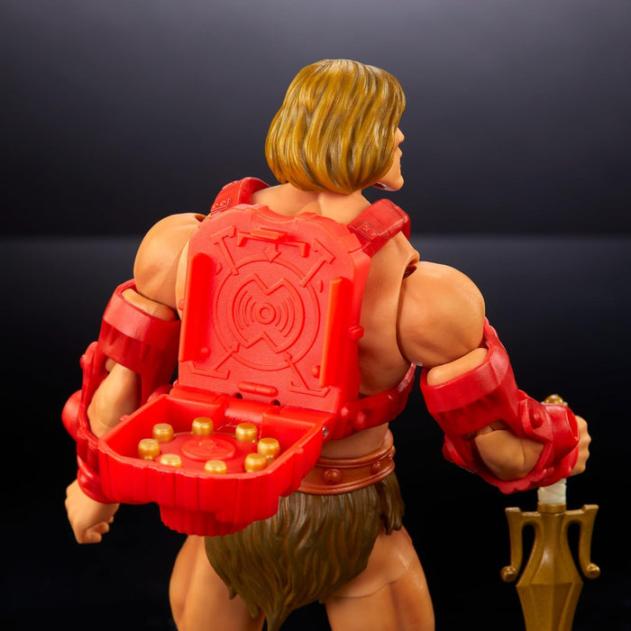 Masters of the Universe MOTU Figura de acción He-Man con puño de trueno para coleccionistas con accesorios, colección Masterverse, juguete +6 años (HYC56