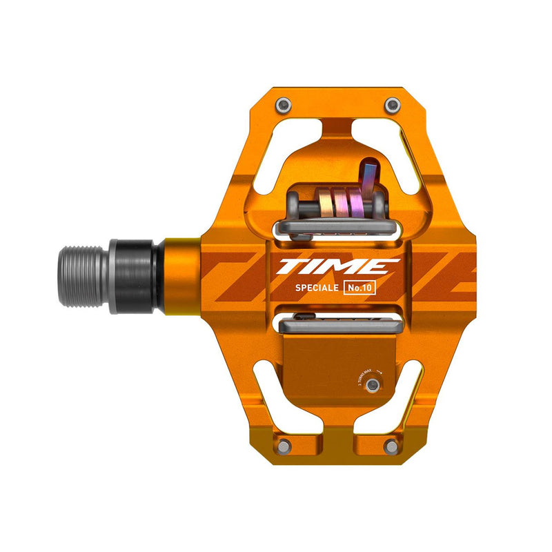 Time Pedal Speciale 10 Small MTB Pedals, Including Atac Standard Cleats Tangerine Aluminum