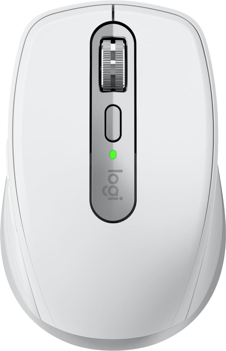 Logitech Ratón inalámbrico inalámbrico MX Anywhere 3S para Mac con Bluetooth compacto, seguimiento de 8000 DPI en cualquier superficie, clics discretos, USB-C, para MacBook Air, iMac, iPad - Pale Grey