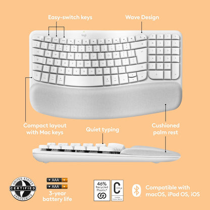 Wave Keys wless ergo keyboard WHITE-UK