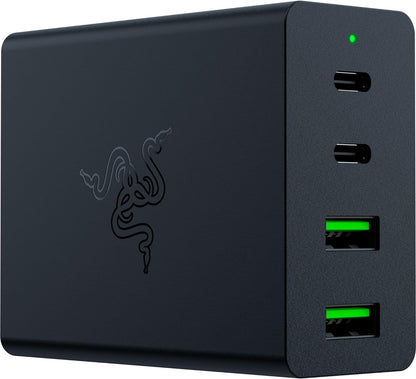 Razer USB-C GaN Charger - Portable Fast Charger (2X USB-C, 2X USB-A with US, EU and UK ports