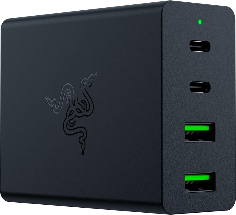 Razer USB-C GaN Charger - Portable Fast Charger (2X USB-C, 2X USB-A with US, EU and UK ports