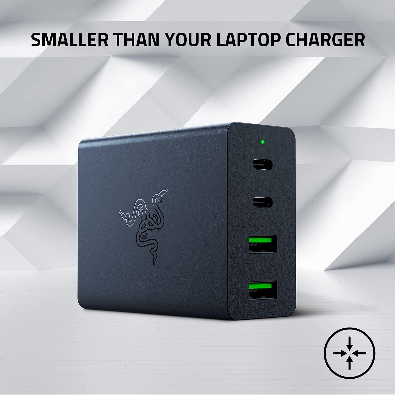 Razer USB-C GaN Charger - Portable Fast Charger (2X USB-C, 2X USB-A with US, EU and UK ports