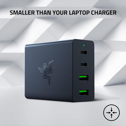 Razer USB-C GaN Charger - Portable Fast Charger (2X USB-C, 2X USB-A with US, EU and UK ports
