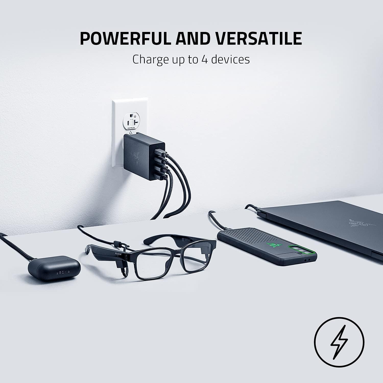 Razer USB-C GaN Charger - Portable Fast Charger (2X USB-C, 2X USB-A with US, EU and UK ports