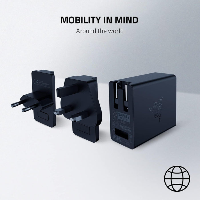 Razer USB-C GaN Charger - Portable Fast Charger (2X USB-C, 2X USB-A with US, EU and UK ports