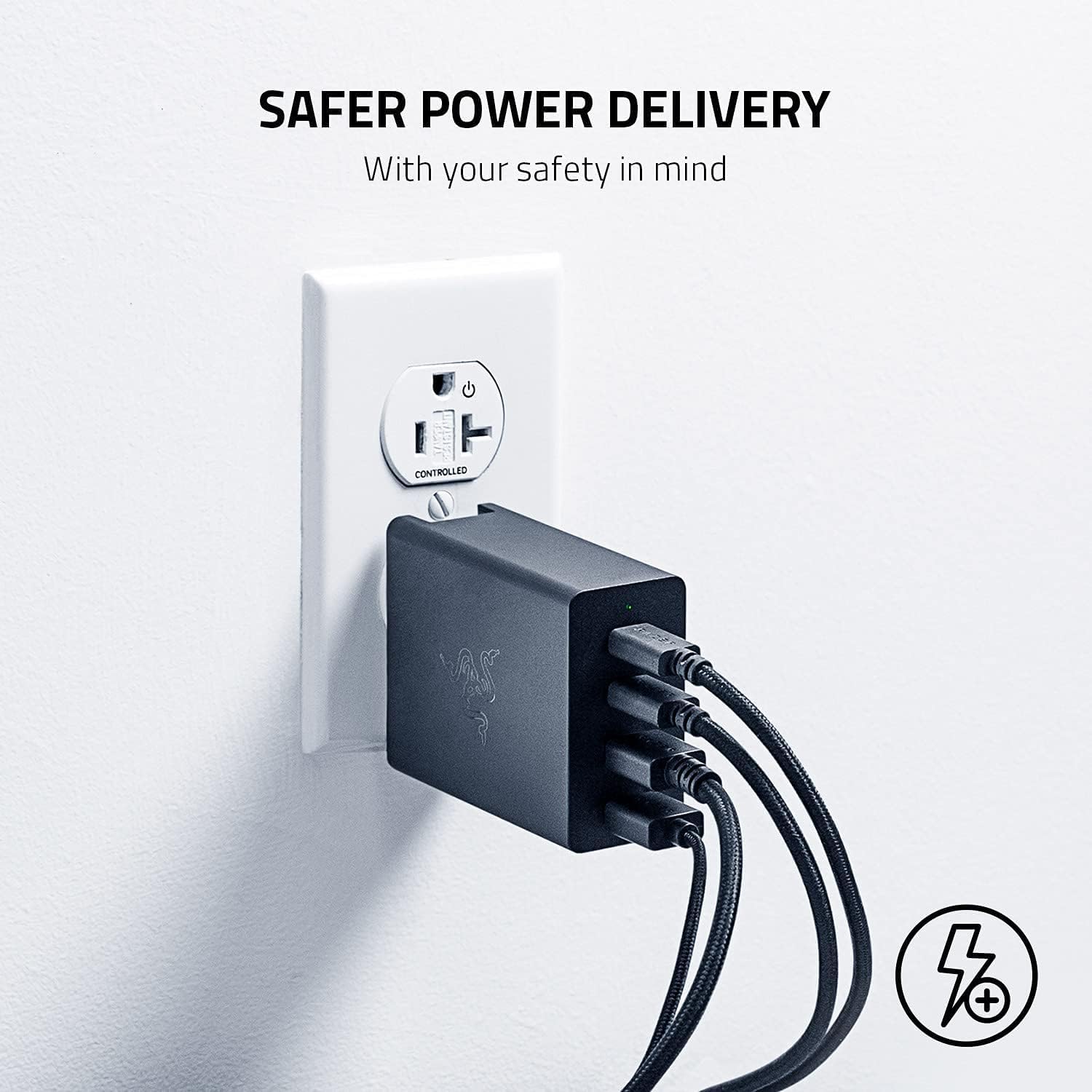 Razer USB-C GaN Charger - Portable Fast Charger (2X USB-C, 2X USB-A with US, EU and UK ports
