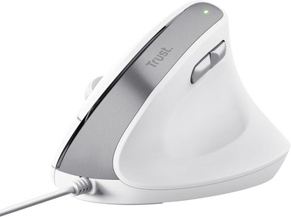 Trust Bayo II Ergonomic mouse Wired Optical White 6 buttons 2400 DPI Built-in scroll wheel