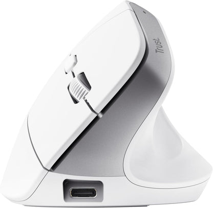 Trust Bayo+ Rechargeable Vertical Mouse Bluetooth + RF 2.4GHz, Ergonomic Mouse, Reduces Arm and Wrist Strain, 50% Recycled Plastics, Multidevice Wireless Mouse for Windows, PC, Laptop, Mac