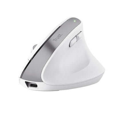 Trust Bayo+ Rechargeable Vertical Mouse Bluetooth + RF 2.4GHz, Ergonomic Mouse, Reduces Arm and Wrist Strain, 50% Recycled Plastics, Multidevice Wireless Mouse for Windows, PC, Laptop, Mac