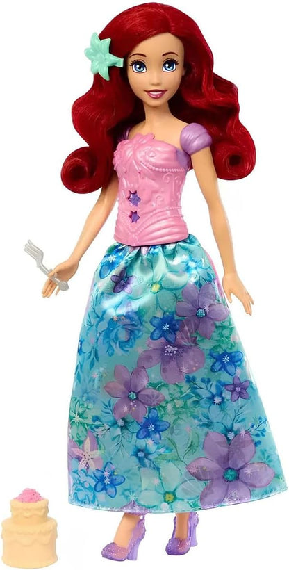 Mattel Disney Princess Ariel Fashion Doll Set, Spin & Reveal with 11 Surprises Including 5 Accessories, 5 Stickers & Play Scene, Inspired by Movie, HTV88