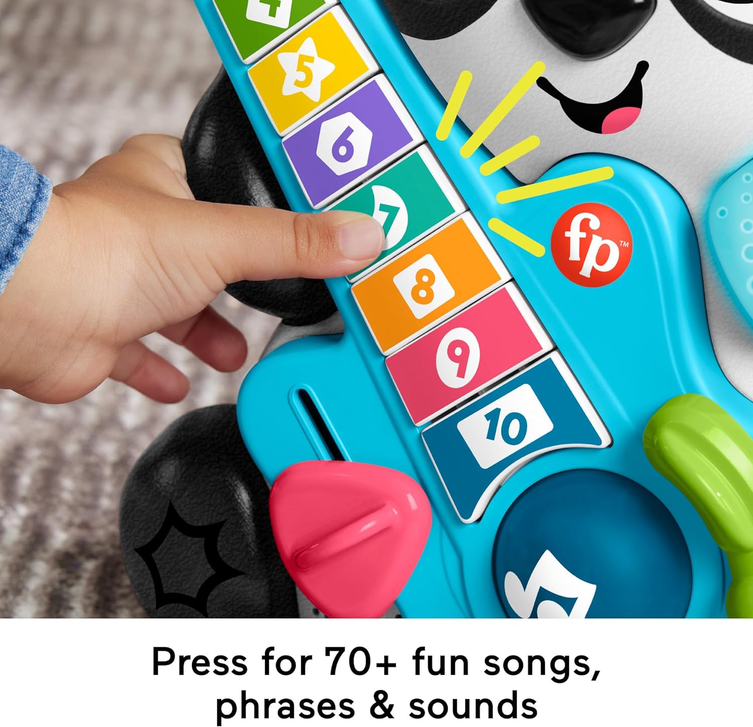 Fisher-Price Baby Learning Toy Link Squad Jam & Count Panda with Music & Lights for Ages 9+ Months, UK English Version, Compatible Only with Link Squad Items, HYL22