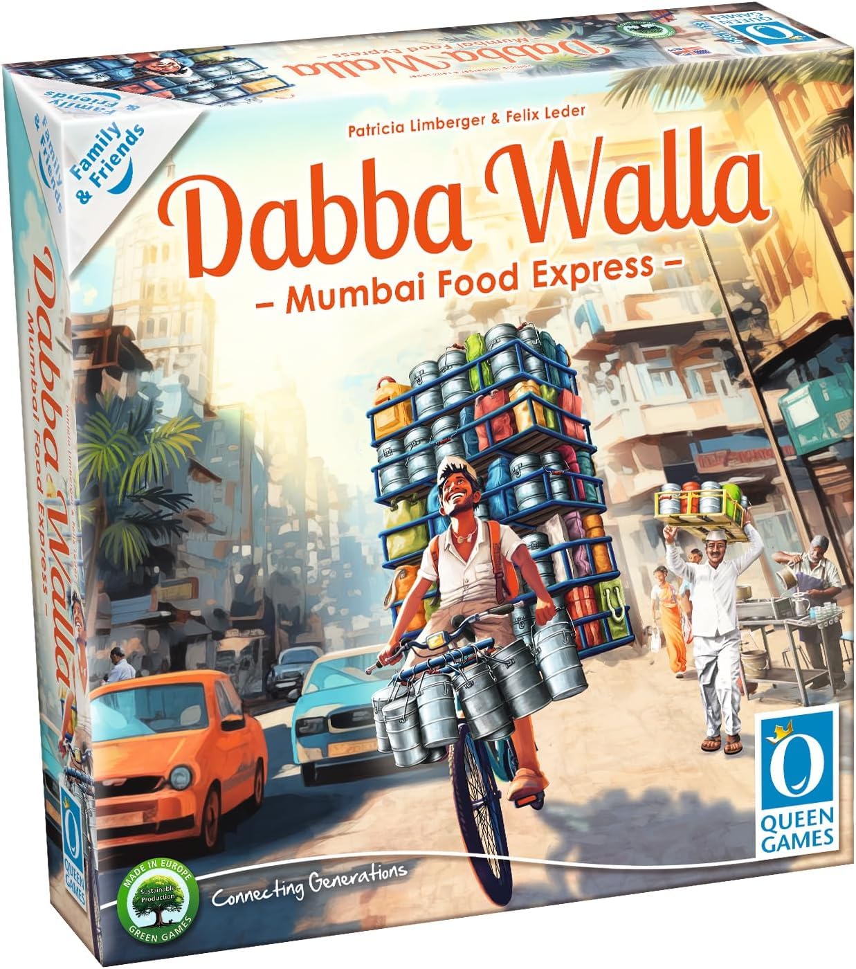 Queen Games Dabba Walla - Mumbai Food Express Strategy Board Game 2-4 Players, Family, Adults, Kids Ages 8+