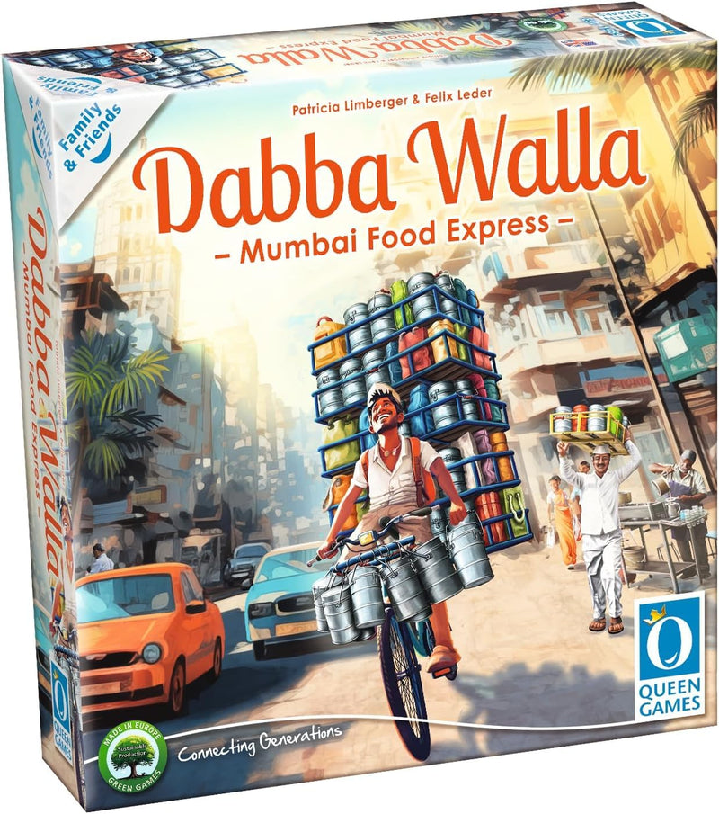 Queen Games Dabba Walla - Mumbai Food Express Strategy Board Game 2-4 Players, Family, Adults, Kids Ages 8+
