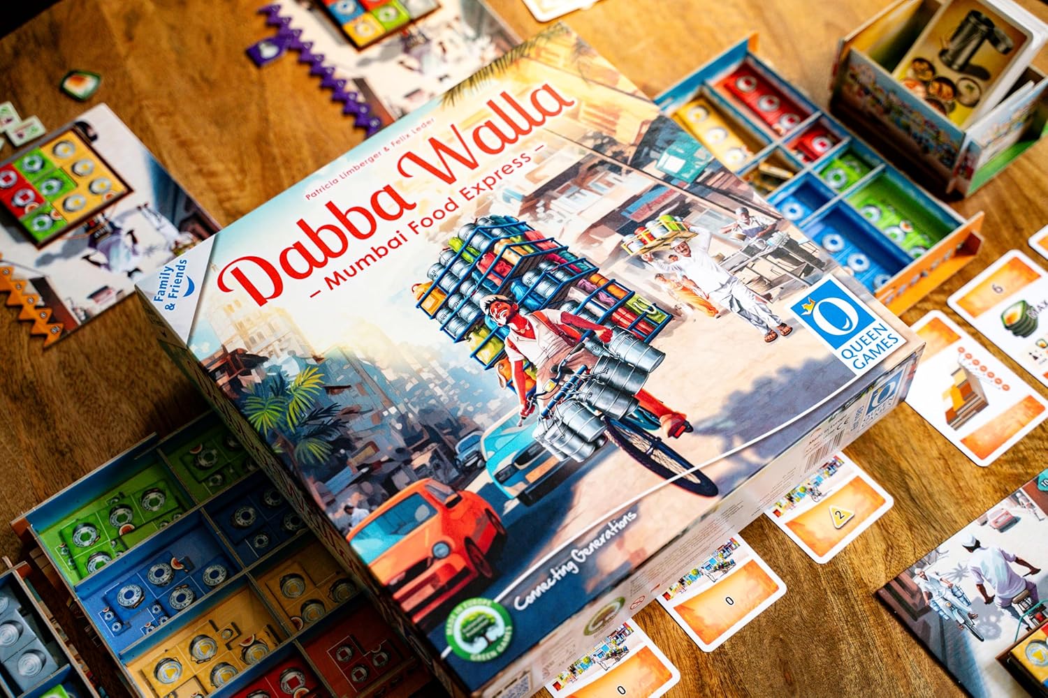 Queen Games Dabba Walla - Mumbai Food Express Strategy Board Game 2-4 Players, Family, Adults, Kids Ages 8+