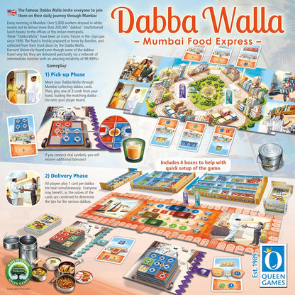 Queen Games Dabba Walla - Mumbai Food Express Strategy Board Game 2-4 Players, Family, Adults, Kids Ages 8+