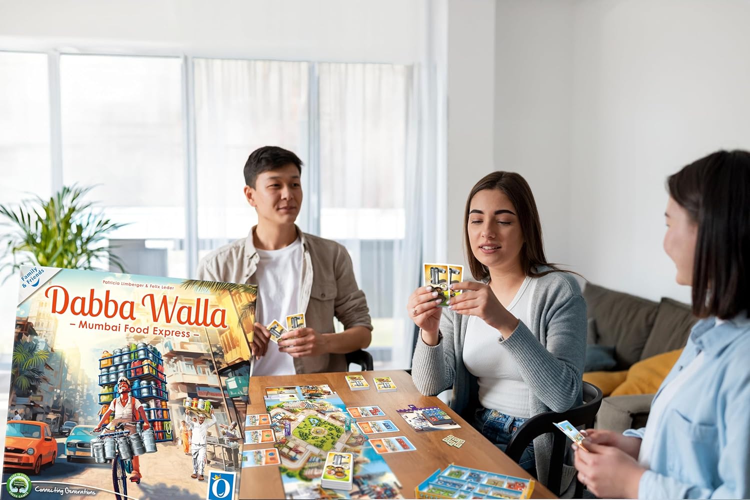 Queen Games Dabba Walla - Mumbai Food Express Strategy Board Game 2-4 Players, Family, Adults, Kids Ages 8+