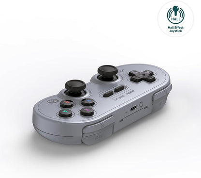 8BitDo SN30 Pro Bluetooth Controller, Hall Effect Joystick Update, Compatible with Switch, PC, macOS, Android, Steam Deck & Raspberry Pi (Gray