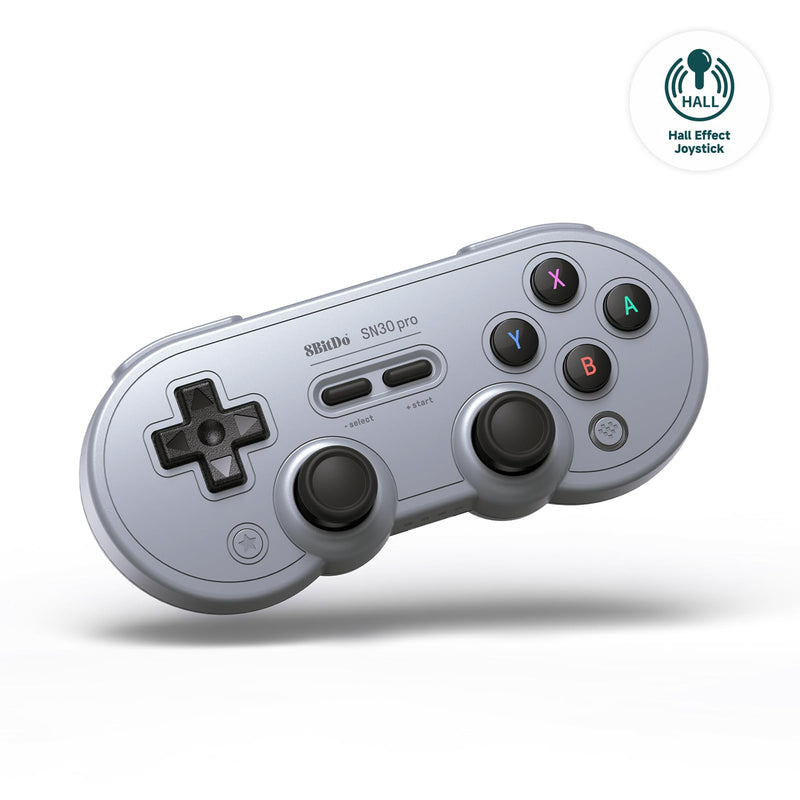 8BitDo SN30 Pro Bluetooth Controller, Hall Effect Joystick Update, Compatible with Switch, PC, macOS, Android, Steam Deck & Raspberry Pi (Gray