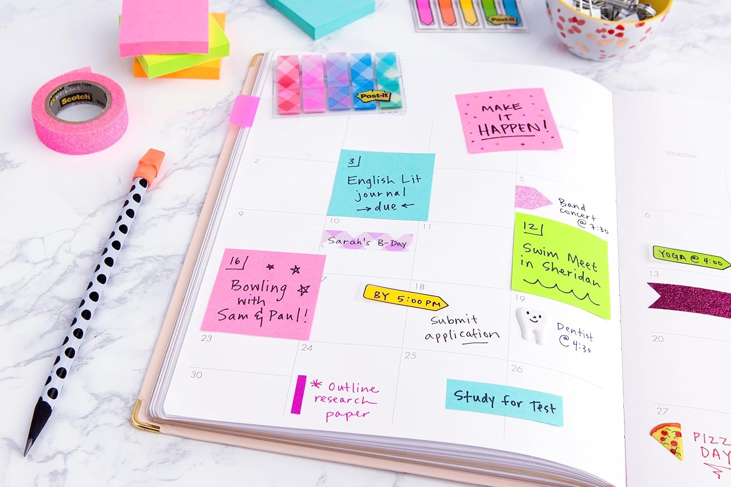 Post-it R330NR Z-Notes, Neon Rainbow, Set of 6 (100 Sheets Per Pad
