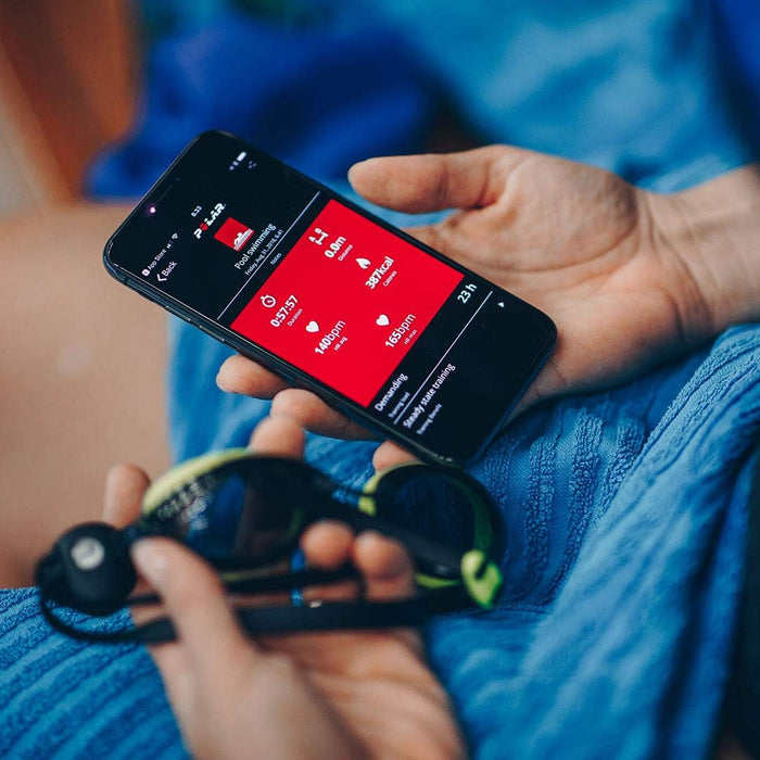 Polar OH1 + Waterproof Optical Heart Rate Sensor with Swimming Goggle Strap Clip and Armband – HR Monitor with Bluetooth, ANT+