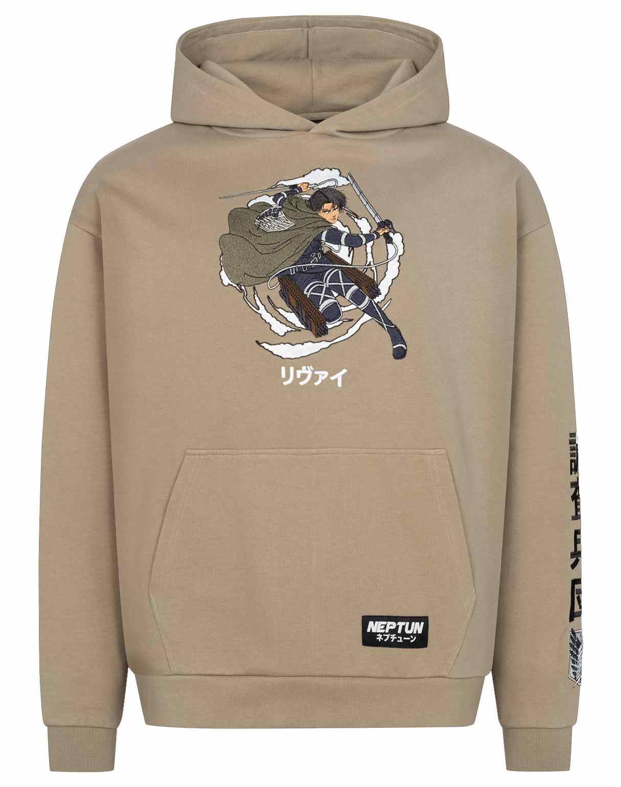 Neptun - Attack On Titan Hooded Sweater Graphic Khaki Size Xl