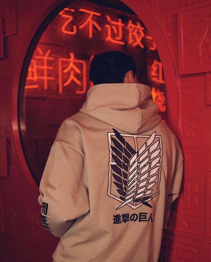 Neptun - Attack On Titan Hooded Sweater Graphic Khaki Size Xl