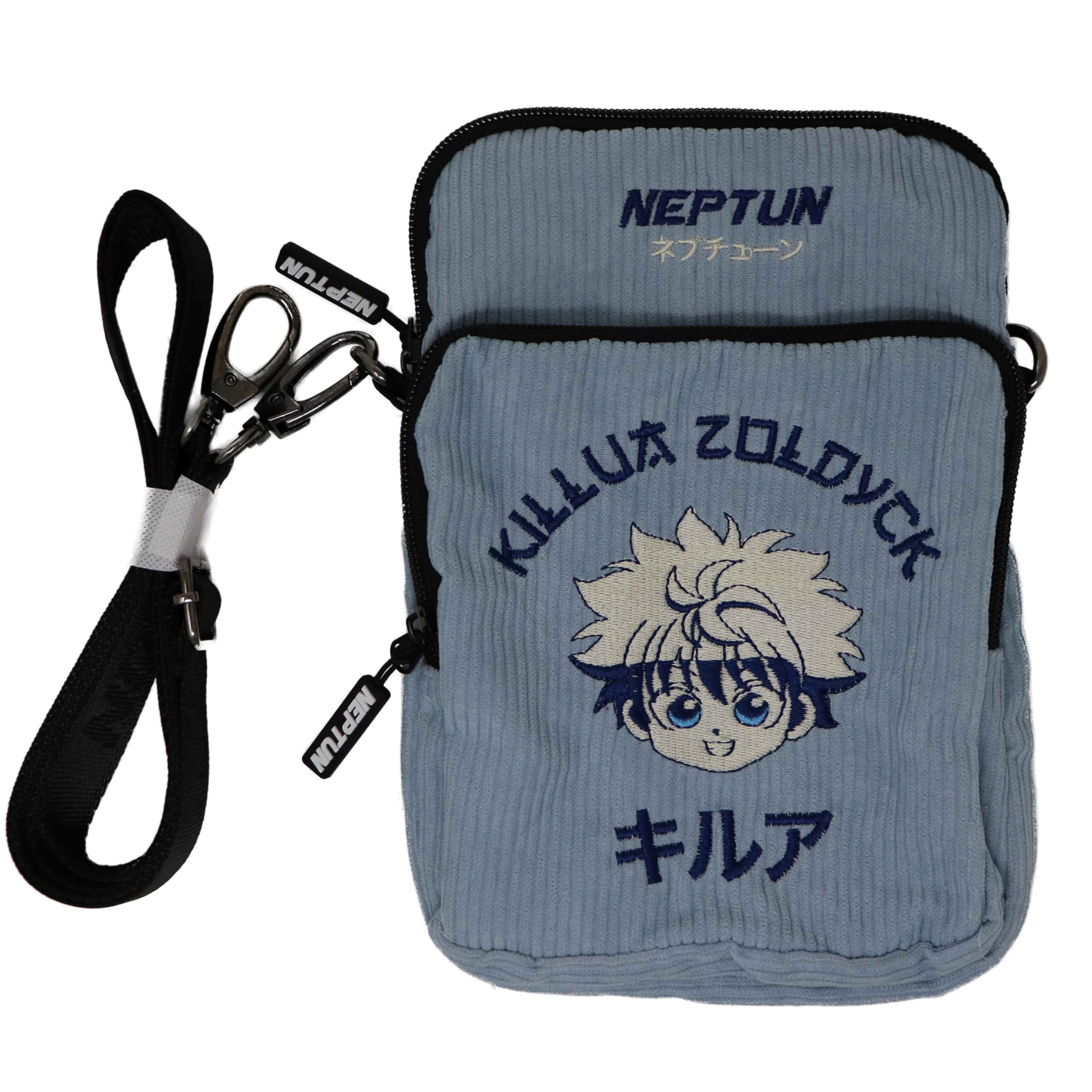 NEPTUN Anime Cross Bag Embroidered Crossbody Bag Cord Look with Separate Mobile Phone and Key Compartment Adjustable Killua - Hunter x Hunter