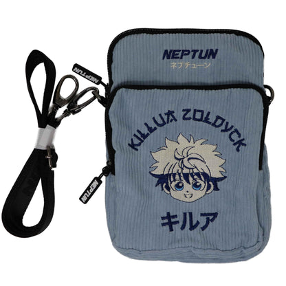 NEPTUN Anime Cross Bag Embroidered Crossbody Bag Cord Look with Separate Mobile Phone and Key Compartment Adjustable Killua - Hunter x Hunter