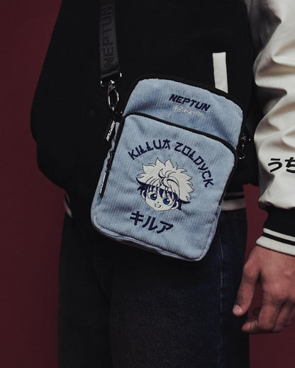 NEPTUN Anime Cross Bag Embroidered Crossbody Bag Cord Look with Separate Mobile Phone and Key Compartment Adjustable Killua - Hunter x Hunter