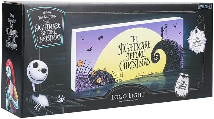 Paladone Nightmare Before Christmas Logo Light Jack Skellington and Sally Merchandise Decorate for Halloween Christmas or Year Round (30 Cm, 12" Wide