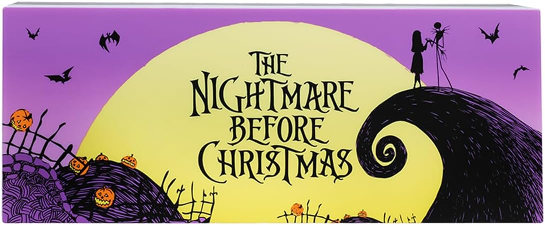 Paladone Nightmare Before Christmas Logo Light Jack Skellington and Sally Merchandise Decorate for Halloween Christmas or Year Round (30 Cm, 12" Wide