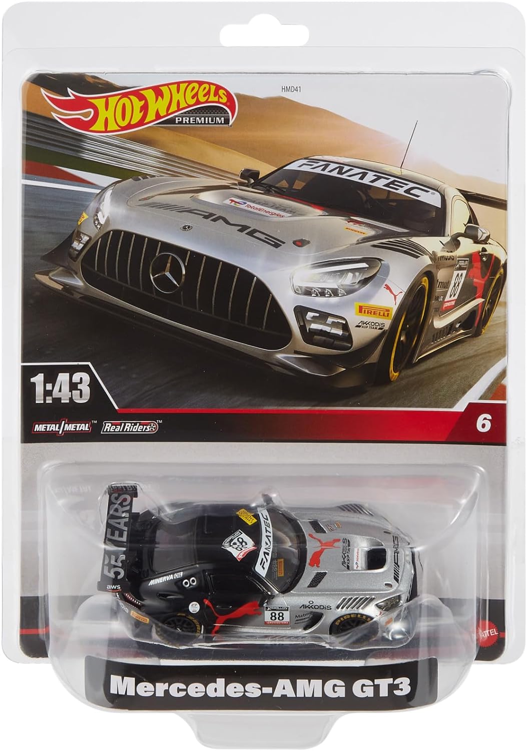 Hot Wheels Premium 1:43rd Scale Vehicle, Officially Licensed Replicas for Adult Collectors, Real Riders Tires, Metal/Metal Body & Chassis, HMD44