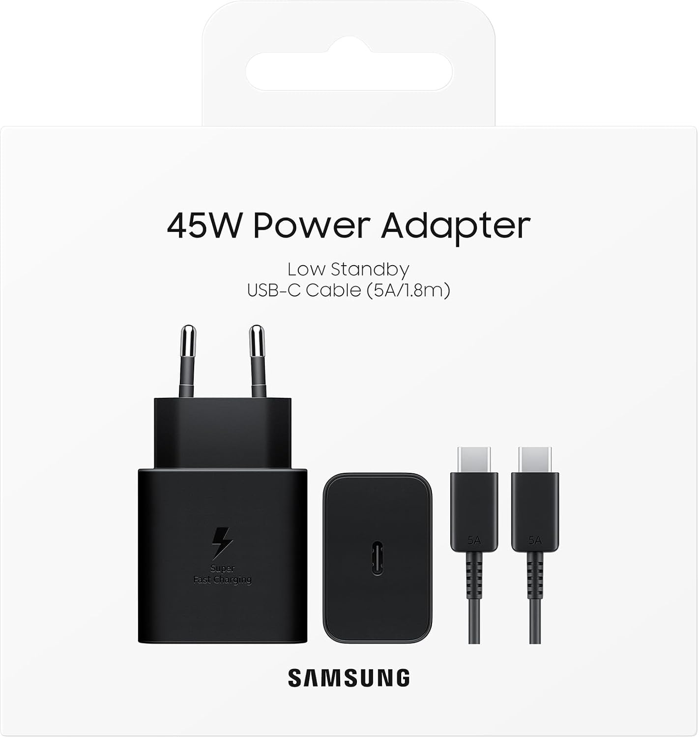 Samsung Schnellladeadapter EP-T4511X, USB-C Ladegerät mit 45W Schnellladen, kompatibel mit Geräten Anderer Hersteller, inklusive Datenkabel, Black