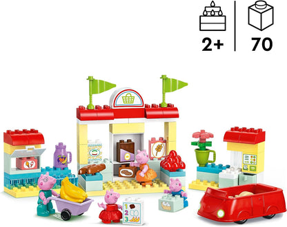 LEGO DUPLO Peppa Pig Supermarket, Shop Toy with Car and 4 Figures Incl. Mummy, Daddy and George, Early Development Activity, Toddler Learning Toys for 2 Plus Year Old Girls & Boys, Gift Idea 10434