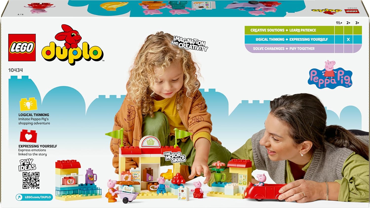 LEGO DUPLO Peppa Pig Supermarket, Shop Toy with Car and 4 Figures Incl. Mummy, Daddy and George, Early Development Activity, Toddler Learning Toys for 2 Plus Year Old Girls & Boys, Gift Idea 10434