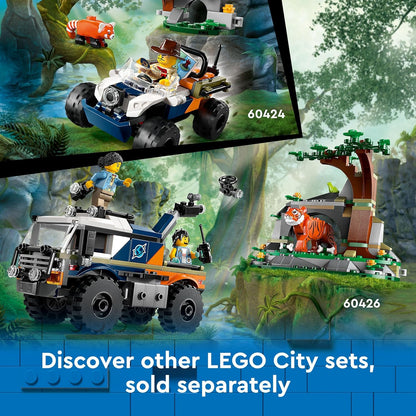LEGO City Jungle Explorer Helicopter at Base Camp, Vehicle Building Toy Adventure Set for 8 Plus Year Old Kids, Boys & Girls, with 5 Minifigures and 3 Gorilla Animal Figures, Creative Gift Idea 60437
