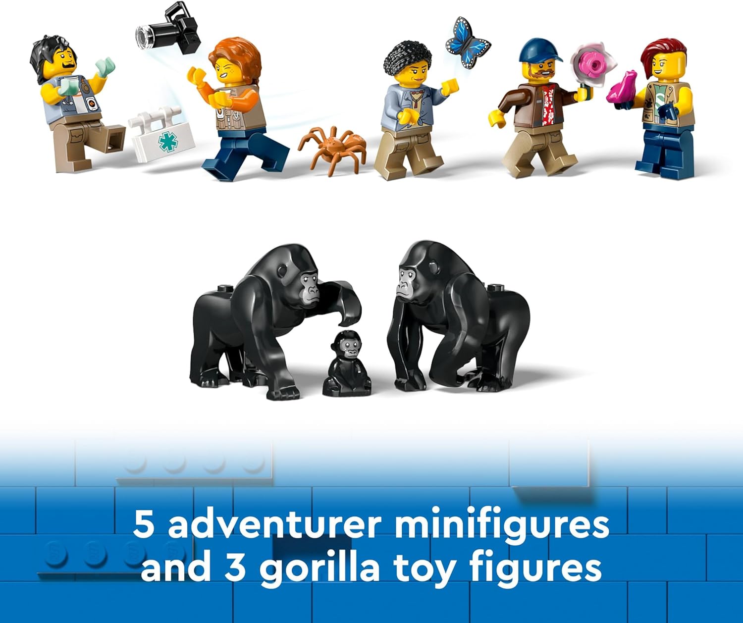 LEGO City Jungle Explorer Helicopter at Base Camp, Vehicle Building Toy Adventure Set for 8 Plus Year Old Kids, Boys & Girls, with 5 Minifigures and 3 Gorilla Animal Figures, Creative Gift Idea 60437